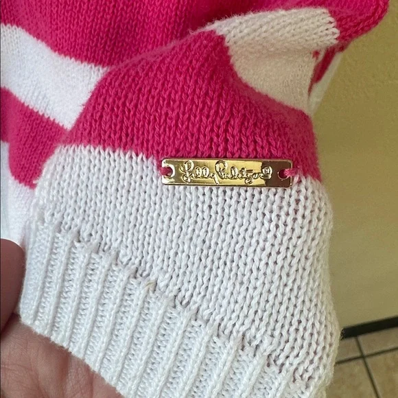 Lilly Pulitzer Pink and White Striped Sweater Size Medium - Picture 5 of 6